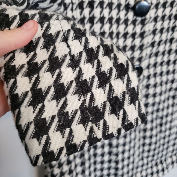 ⭐Dalia Black & White Houndstooth Button Up Wool Jacket Size 4 - Picture 4 of 9